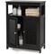 Bathroom Floor Cabinet with Louvered Doors and Open Shelf, Adjustable Storage Organizer
